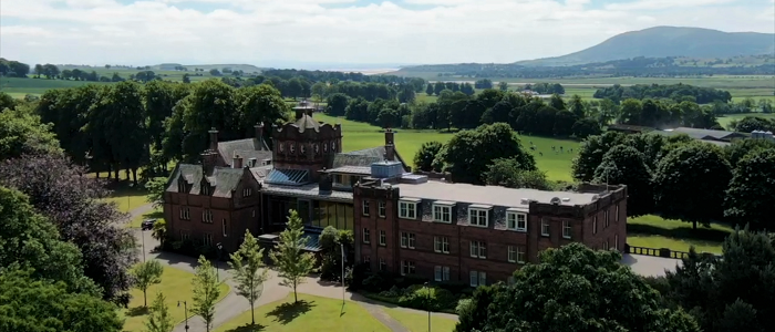 Dumfries Campus - drone photo of Rutherford McCowan