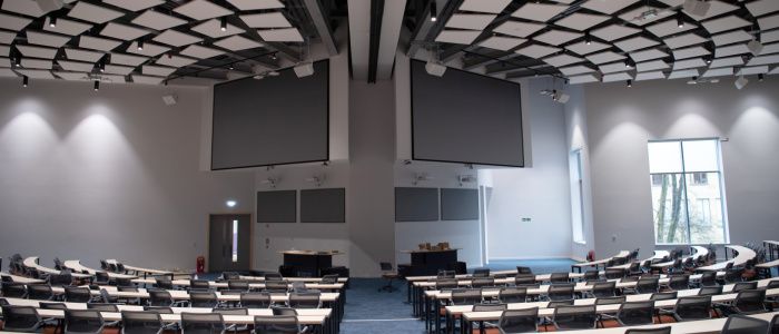 Interior of a lecture theatre in the James McCune Smith Learning Hub
