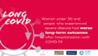 An ISARIC graphic with the CVR and ISARIC logo in front of a stylised Covid cell and text stating that women experienced worse long-term Covid outcomes 