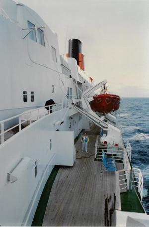 Photo of Lorna Dick on the QE2