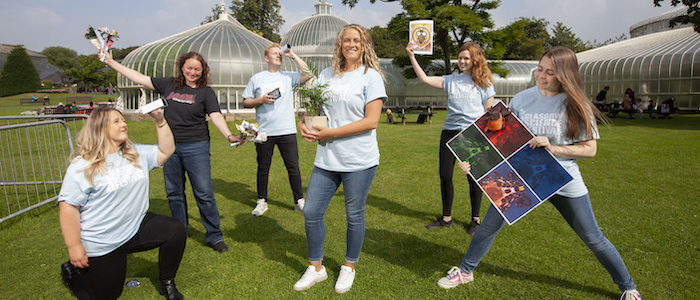 The Glasgow Science Festival team display some of this year's activities at Glasgow Botanic Gardens