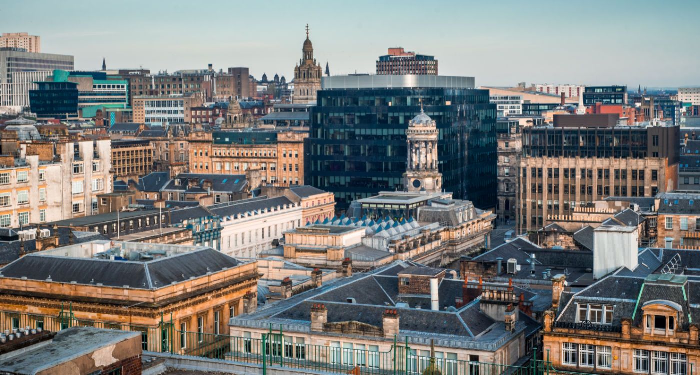A rooftop view of the mixed architecture of old and new buildings in Glasgow city centre [Photo: Shutterstock]