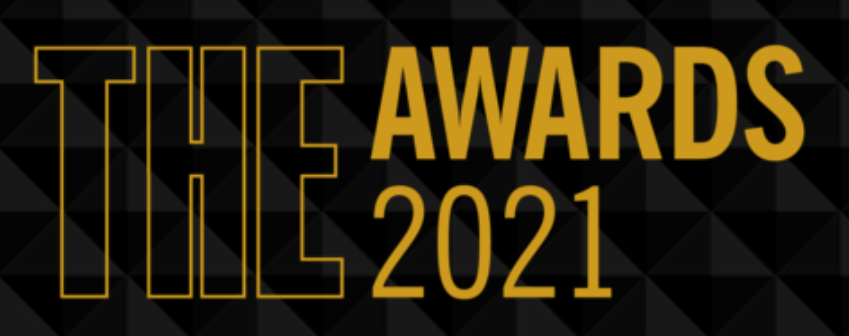 Logo o f yellow writing on black background saying: THE Awards 2021