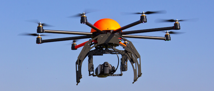 airborne drone with camera
