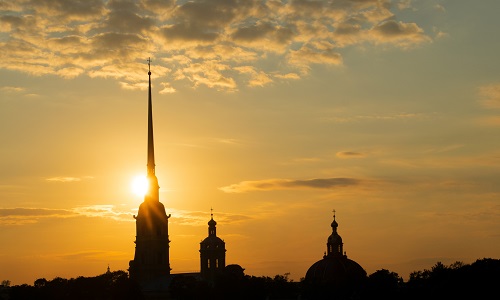 Sunset behind St Petersburg Spires