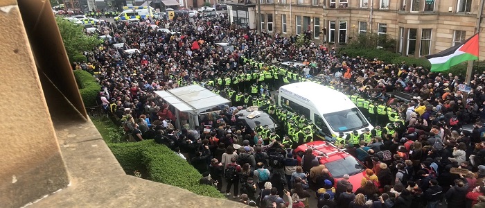 Protests against deportation at Kenmure Street Glasgow