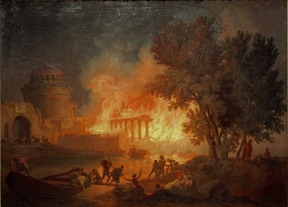 Pierre-Jacques Antoine Volaire, “Burning Palace in Rome”