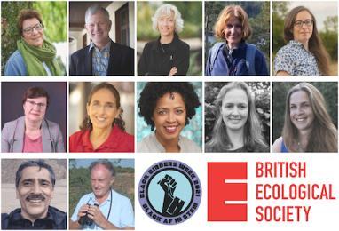 Collage of headshots and the British Ecological Society Logo