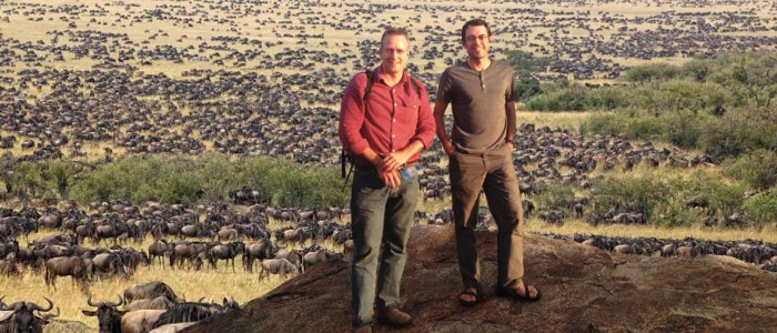 Grant Hopecraft and Thomas Morrison standing on a hill
