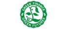 Green Finance Green Futures logo, pound sign in green with a green border
