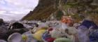 Litter and plastic waste on a beach