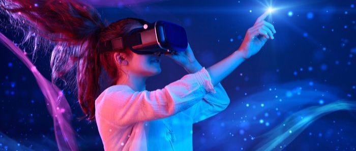 Image of a woman wearing a virtual reality headset