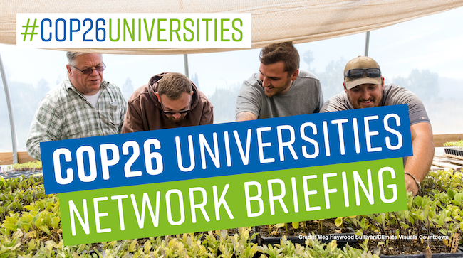 A promo image for the COP26 Universities Network briefing on co-benefits