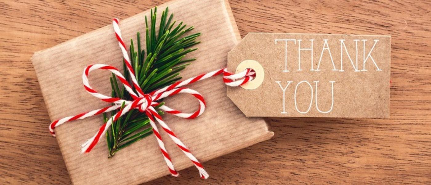 Festive thank you with gift