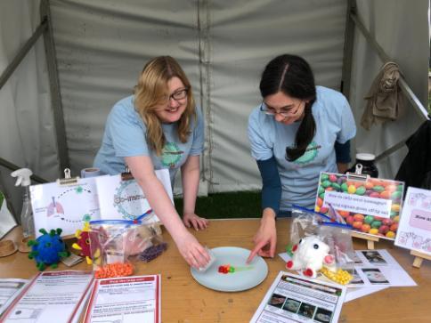 Kerrie and Megan preparing warning signals demo