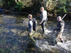 Image of a group of SCENE staff fly fishing in a river