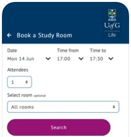 screen shot of UofG Life App