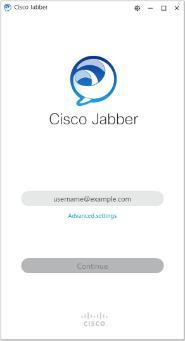 A screenshot of the Cisco Jabber log in window
