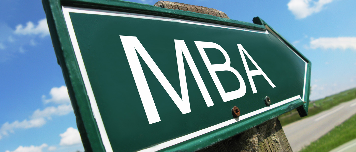A road-sign with MBA on it
