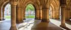 Photo of University of Glasgow cloisters on a sunny day