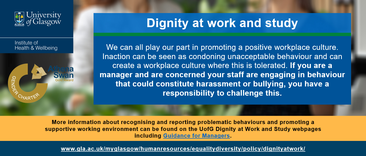 image depicting an aspect of dignity at work (challenging staff who engage in behaviour that could constitute harassment or bullying)