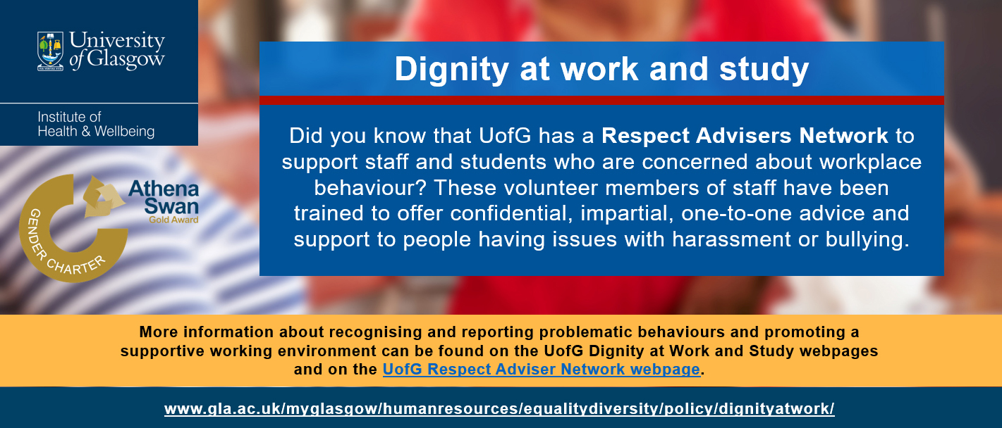 image depicting an aspect of dignity at work (University of Glasgow has a network of respect advisors who can provide advice and support) 