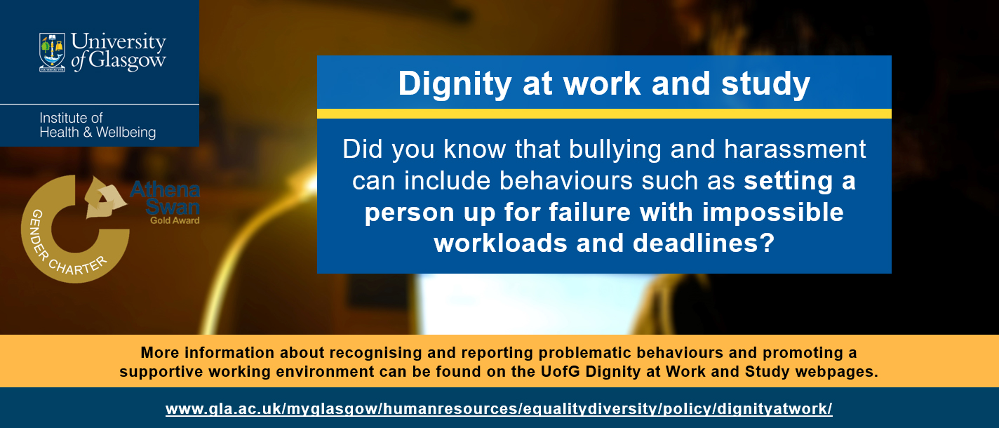 image depicting an aspect of dignity at work (bullying and harassment can include setting a person up for failure with impossible workloads and deadlines)