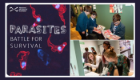 Parasites Battle for Survival collage, with the project logo beside images of pupils enjoying the engagement project