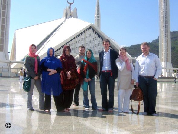 Students from various Universities, in front of the Faisal Mosque, Islamabad, Pakistan March 2007