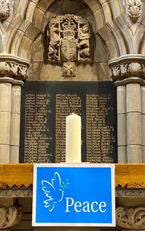 peace candle at university chapel