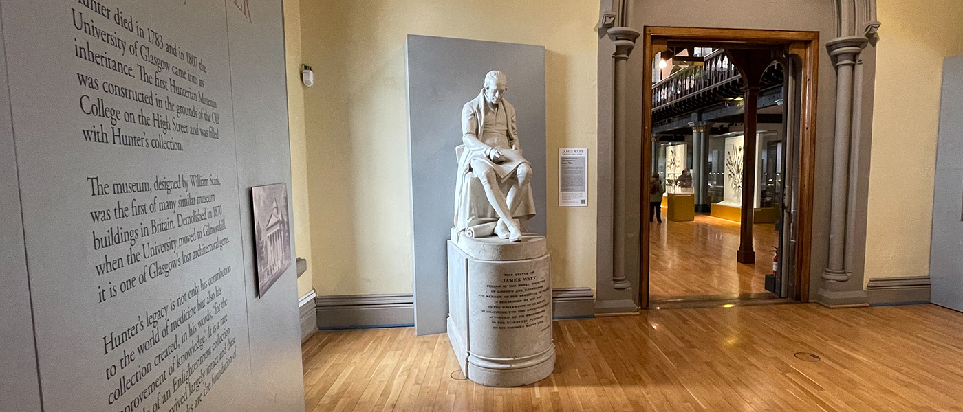 James Watt statue in the Hunterian Museum