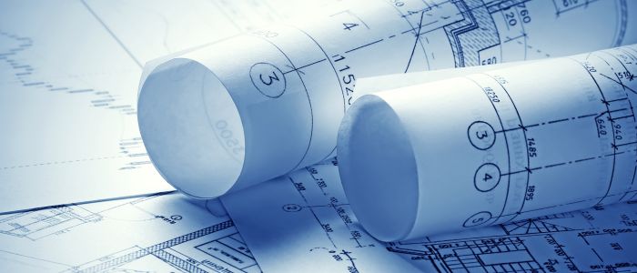 rolled up architectural blueprints