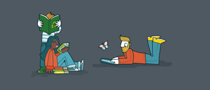 People reading books