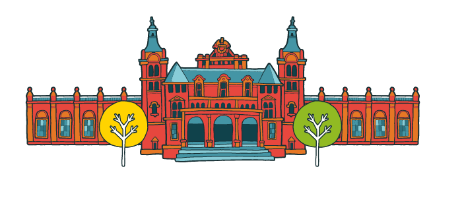 Cartoon illustration of Kelvingrove Art Museum 