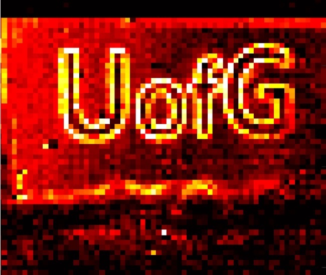 microscopic image of UofG sign