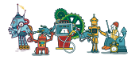 Several cartoon robots 