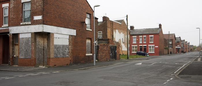 Photo of houses in an area of deprivation