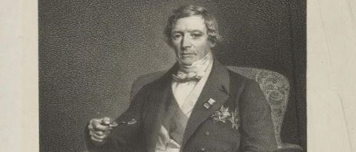 Etching of a Victorian gentleman sitting