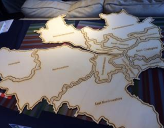 wooden crafted moving maps