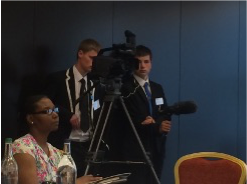 school pupils conducting a media interview