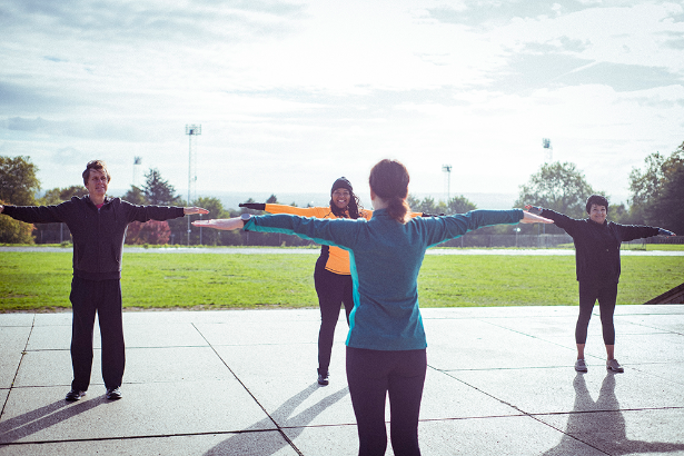 Group of older adults exercising