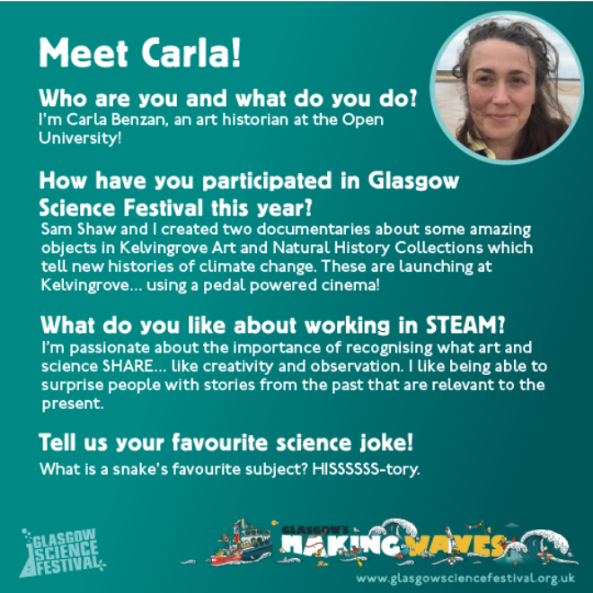 Profile for a person called Carla. Image of person in top right corner. 