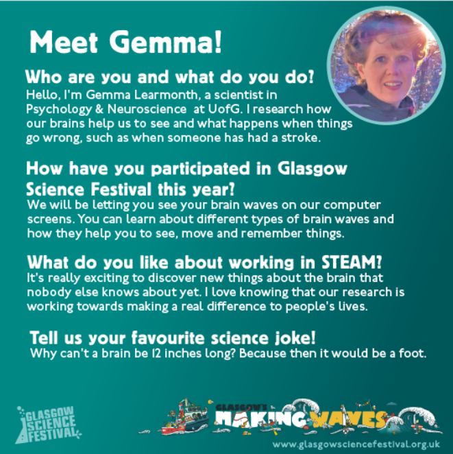 Profile for a person called Gemma. Image of person in top right corner. 