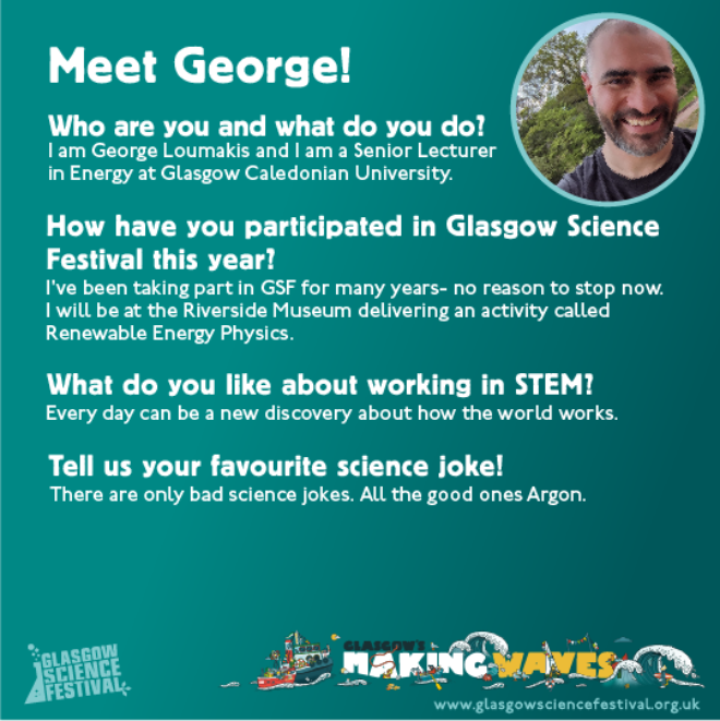 Profile for a person called George. Image of person in top right corner. 