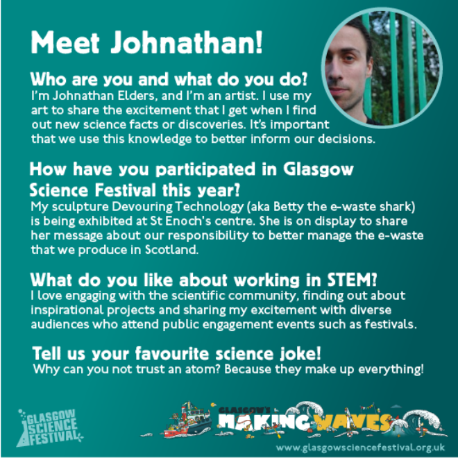 Profile for a person called Johnathan. Image of person in top right corner. 