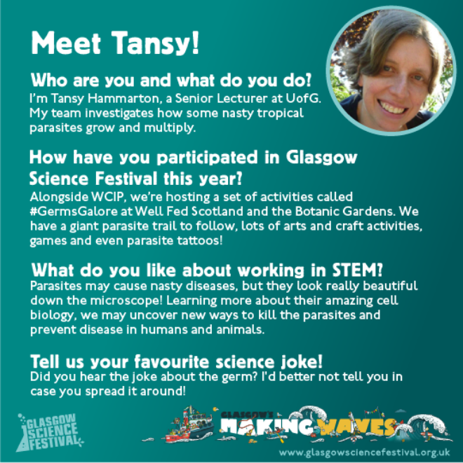 Profile for a person called Tansy. Image of person in top right corner. 