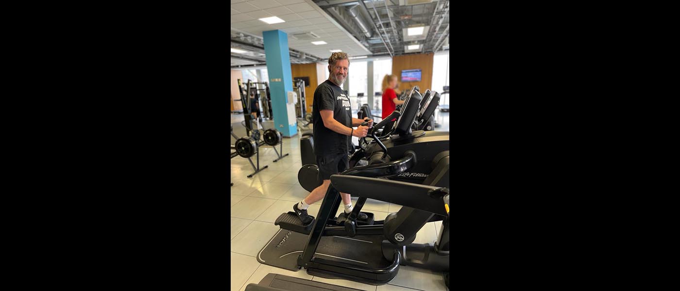 David on the cross-trainer in the Stevenson Building