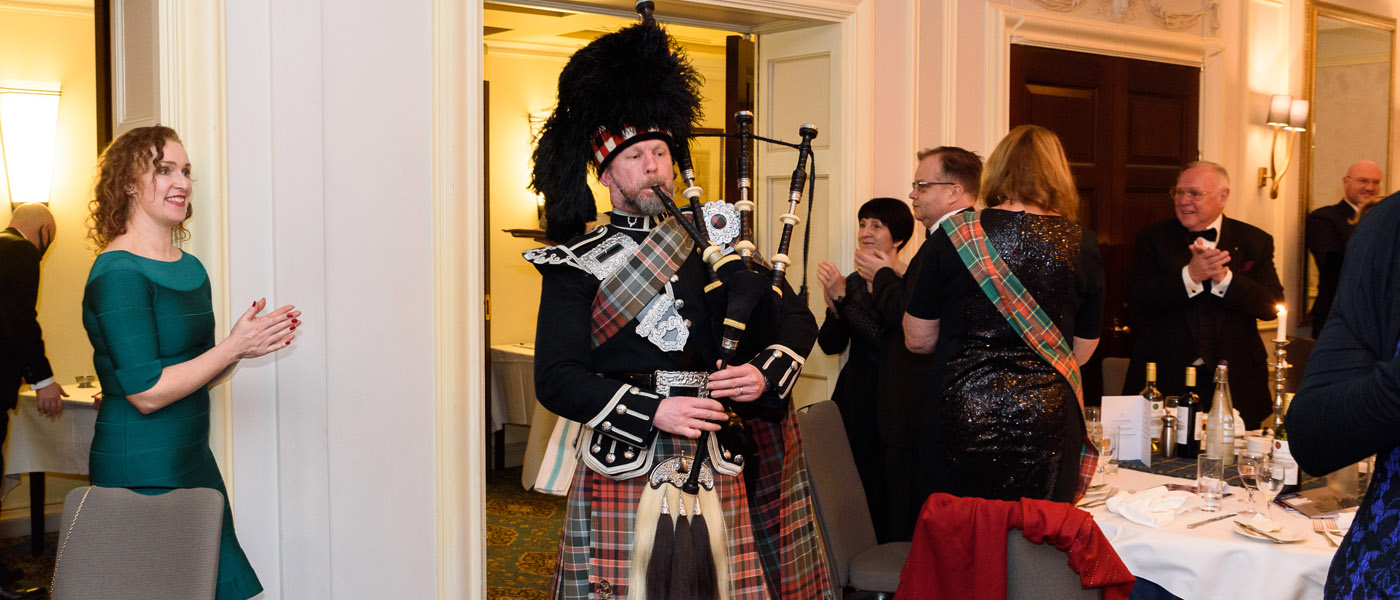 Emily Howie, pictured far left, enjoying the London Burns Supper