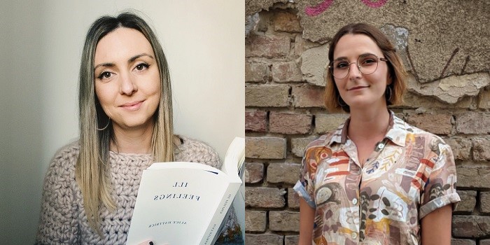 Left to right an image of both  Lauren Cooper holding a book and Dženana Vucic standing by a wall 
