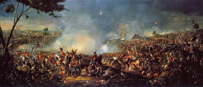 A painting of The Battle of Waterloo by William Sadler, Public domain, via Wikimedia Commons